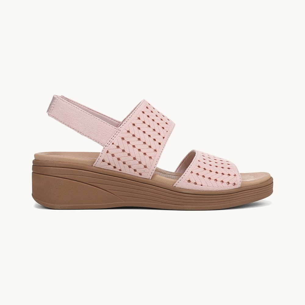 LifeStride Festive Slingback Wedge Sandal - Peach Whip Stretch Fabric