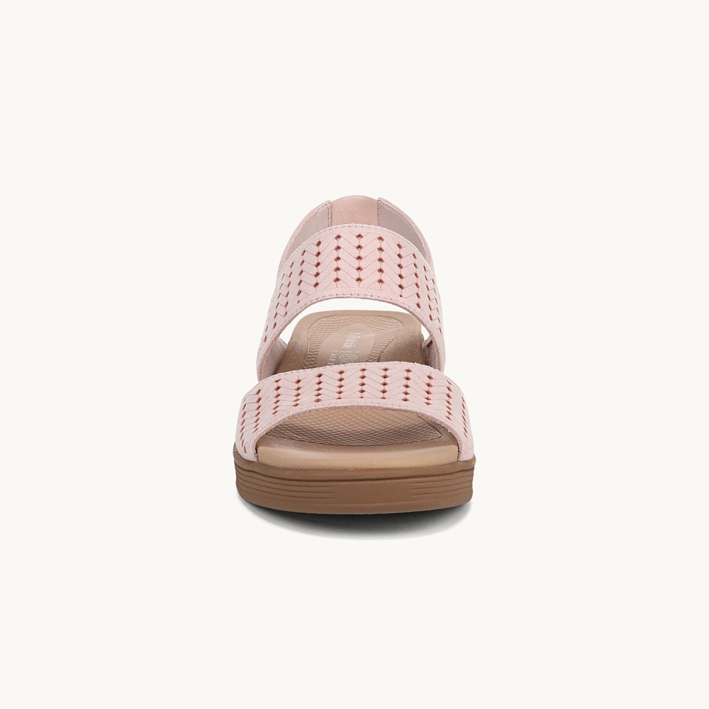 LifeStride Festive Slingback Wedge Sandal - Peach Whip Stretch Fabric