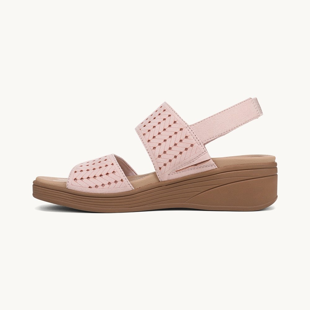 LifeStride Festive Slingback Wedge Sandal - Peach Whip Stretch Fabric