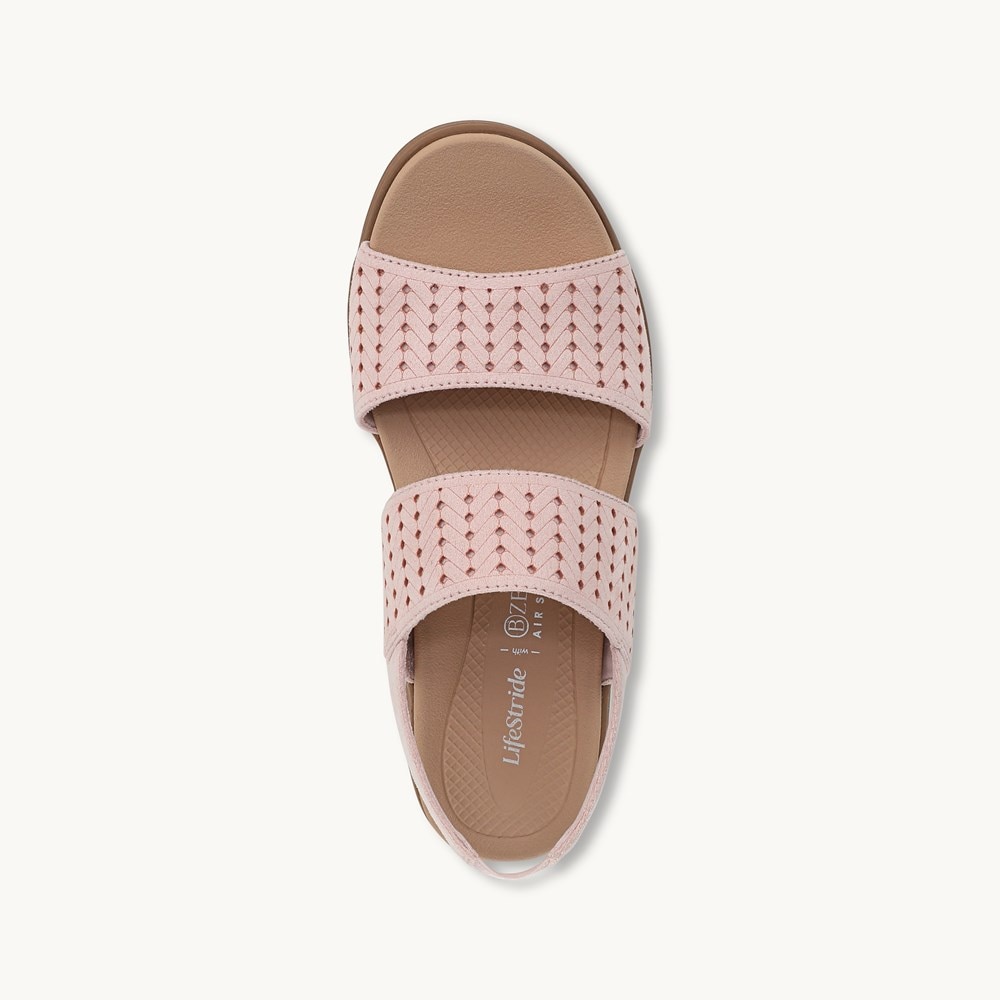 LifeStride Festive Slingback Wedge Sandal - Peach Whip Stretch Fabric