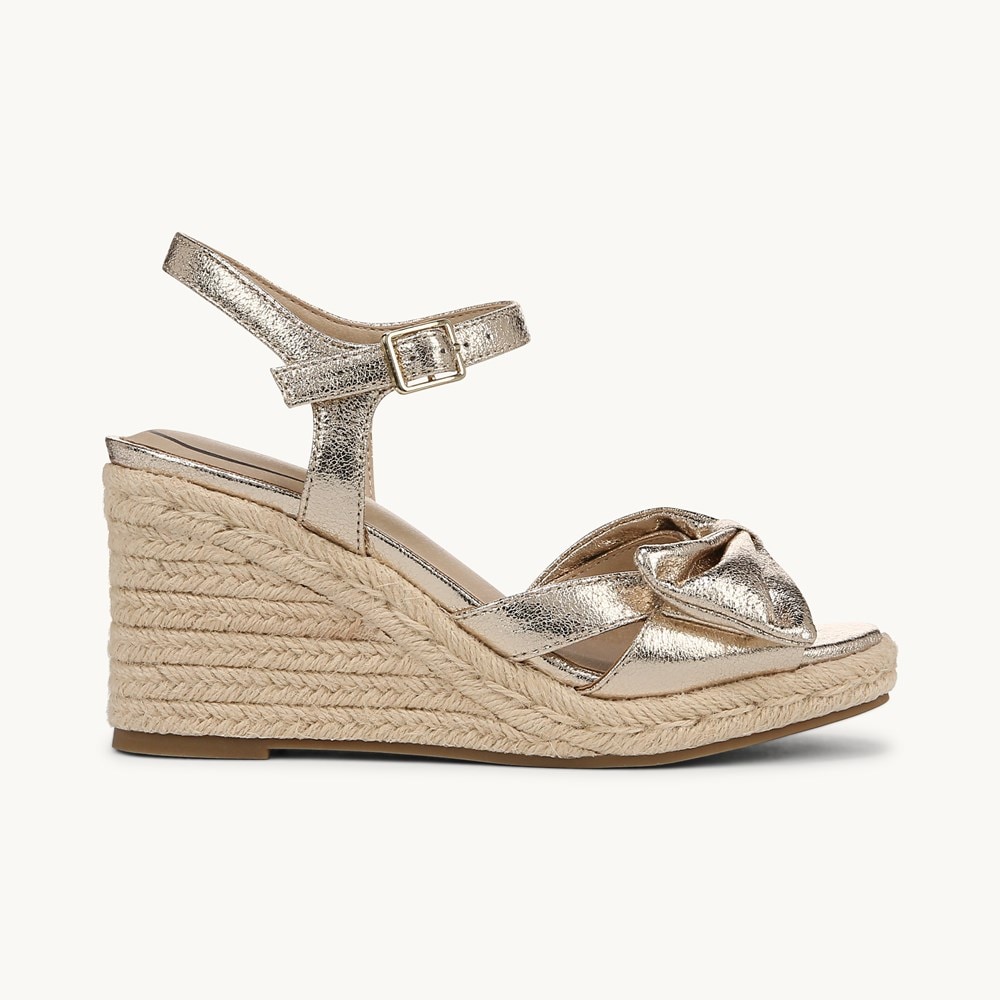 LifeStride Tahlia Wedge Dress Sandal - Platino Gold Faux Leather