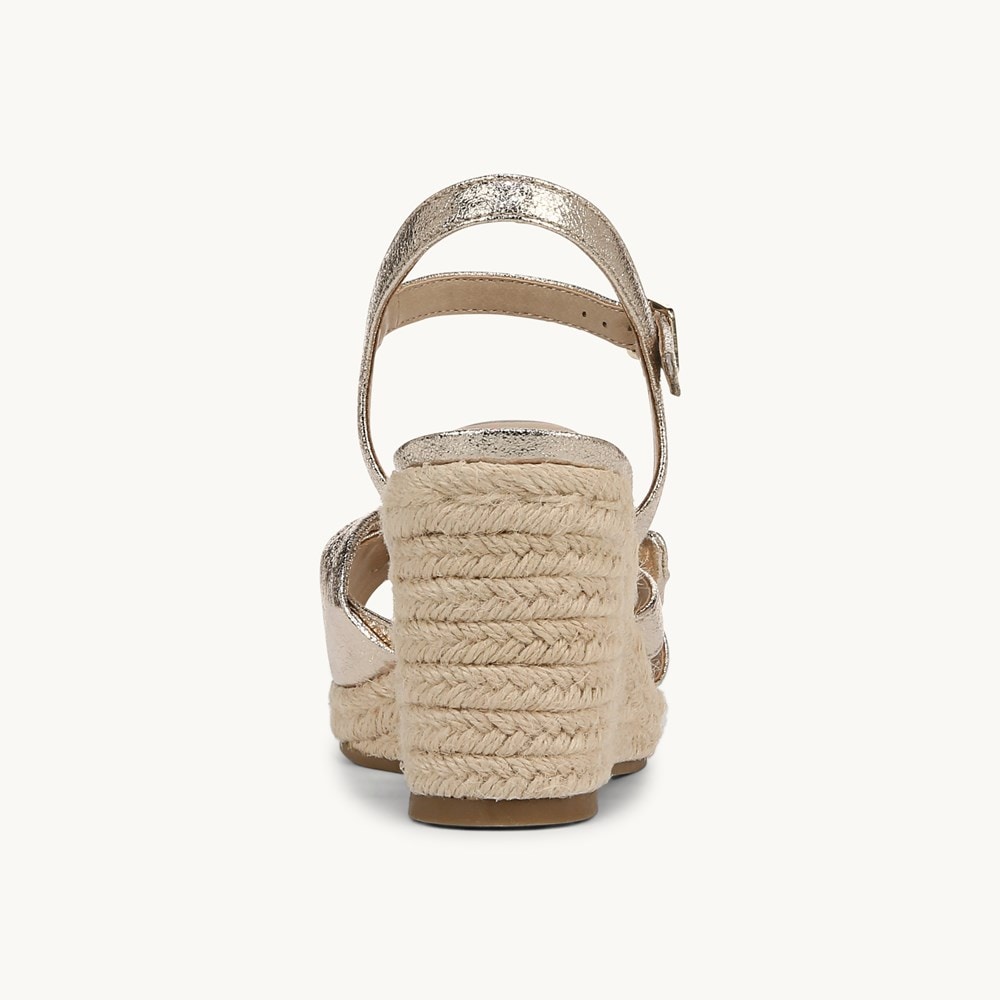 LifeStride Tahlia Wedge Dress Sandal - Platino Gold Faux Leather