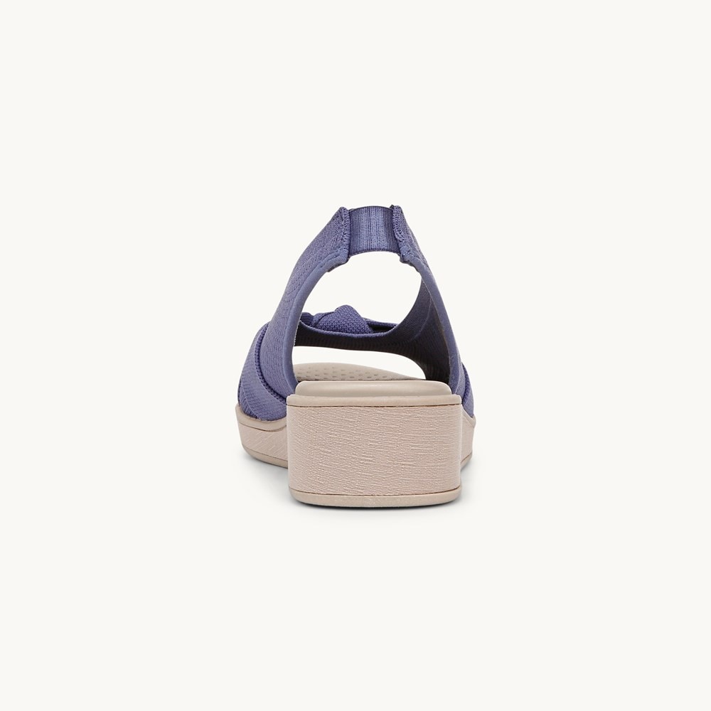 LifeStride Bell Slingback Wedge Sandal - Skipper Blue Knit Fabric