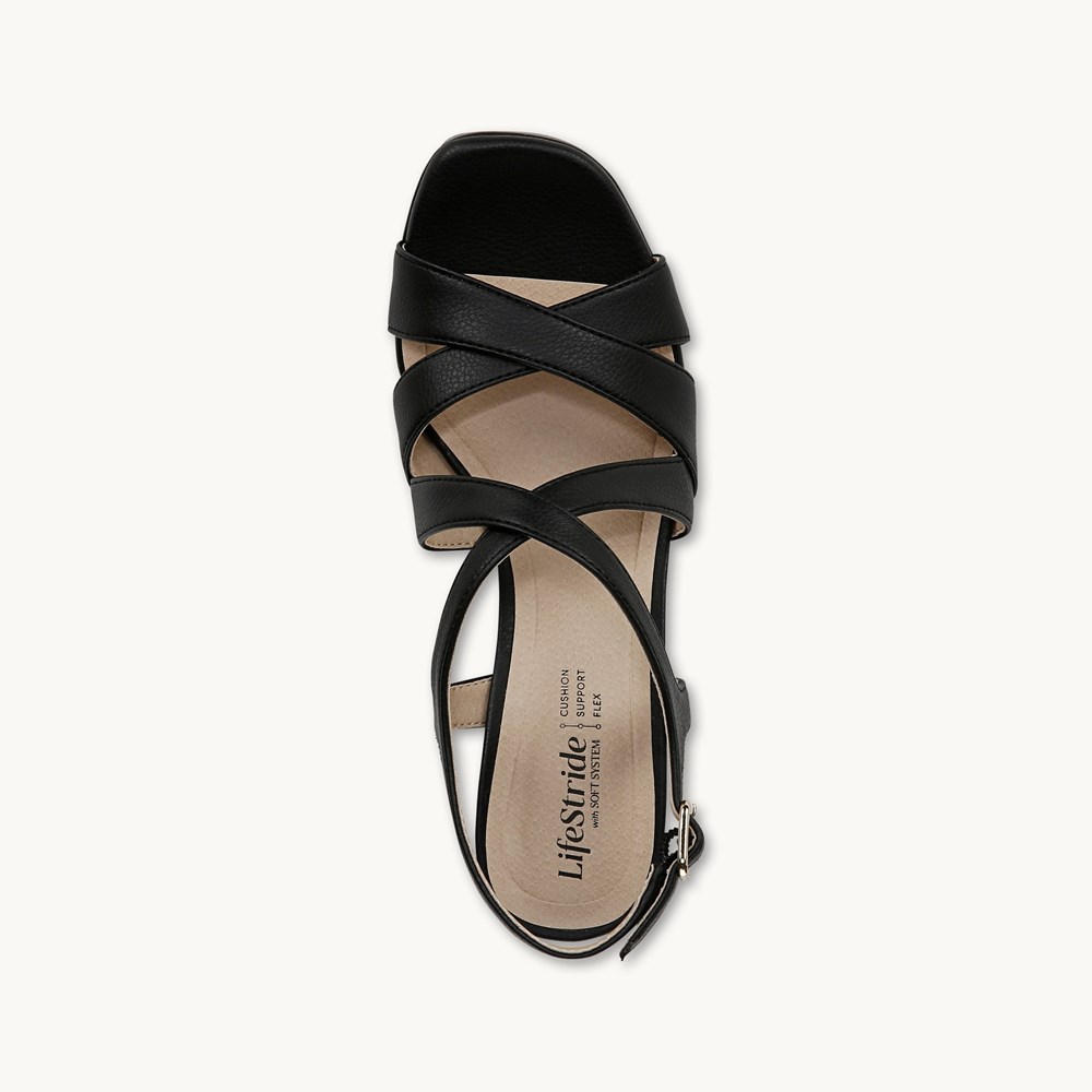 LifeStride Adrianna Dress Sandal - Black Faux Leather