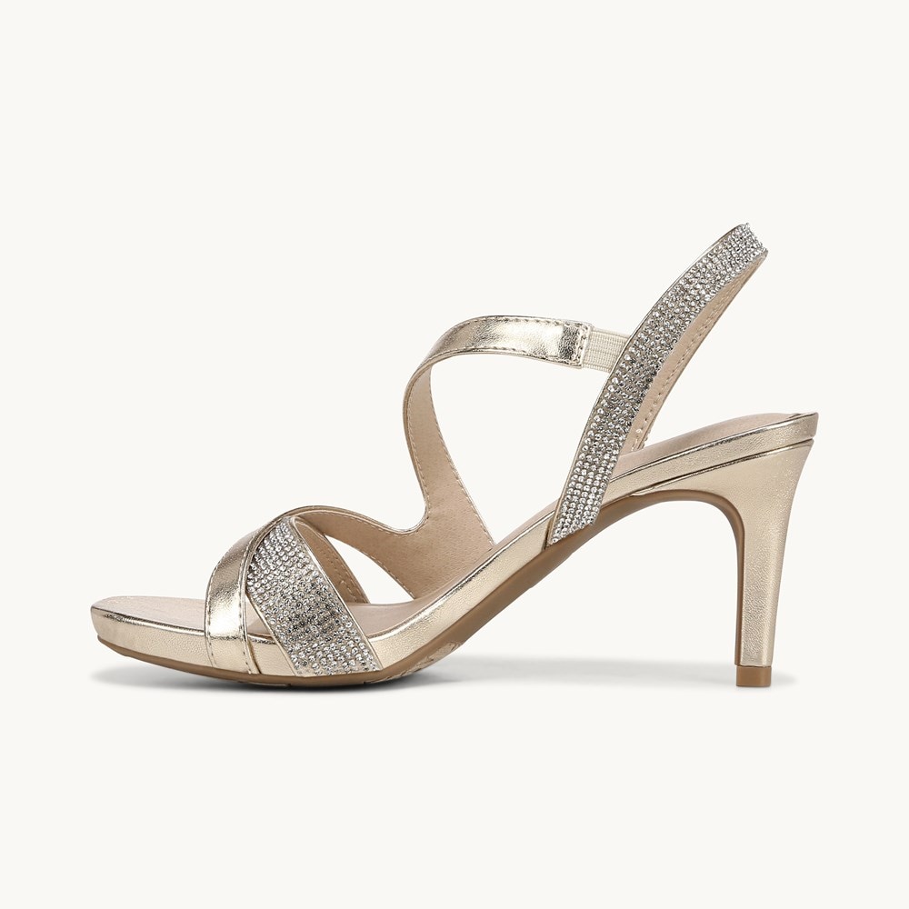 LifeStride Mia Glitz Dress Sandal - Gold Faux Leather