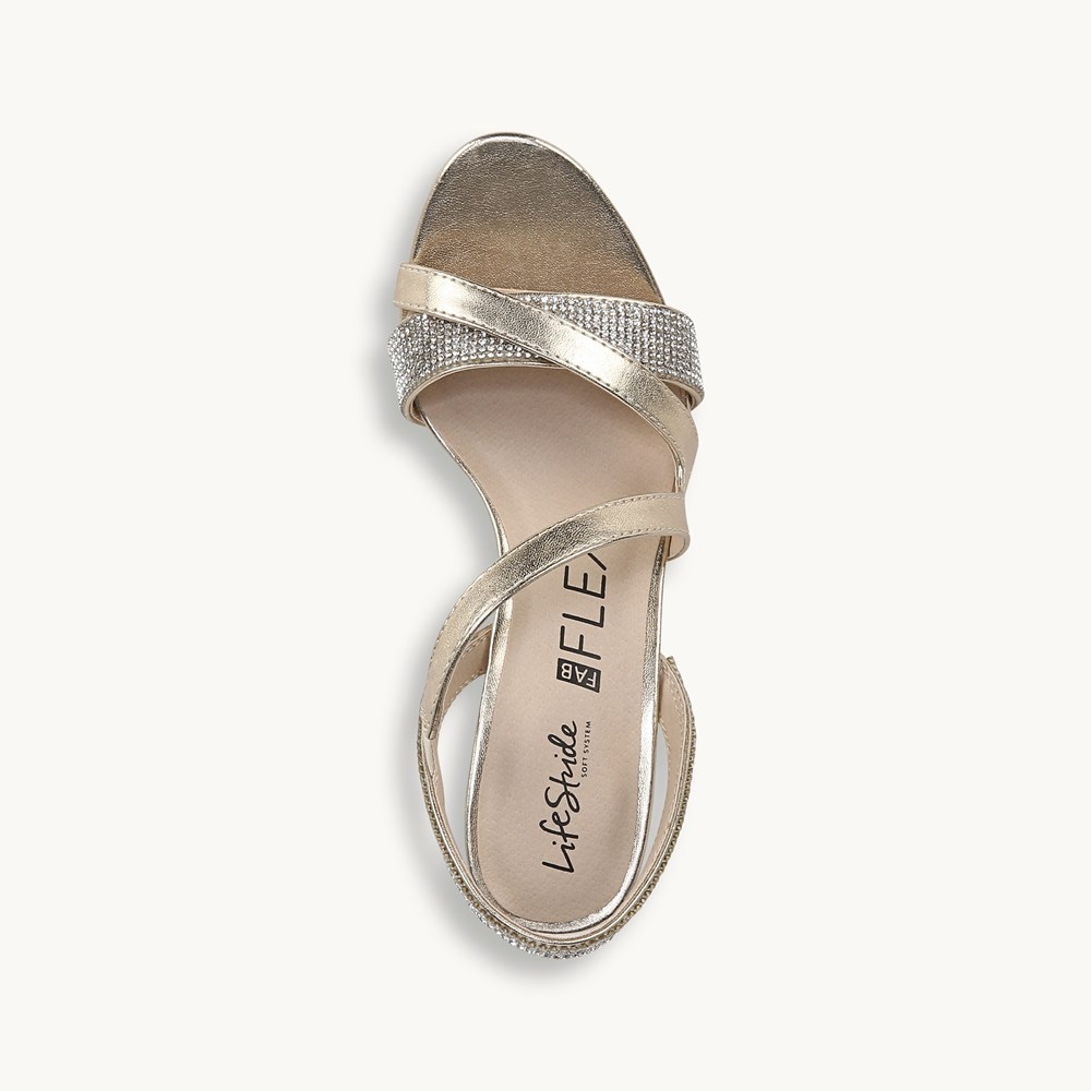 LifeStride Mia Glitz Dress Sandal - Gold Faux Leather