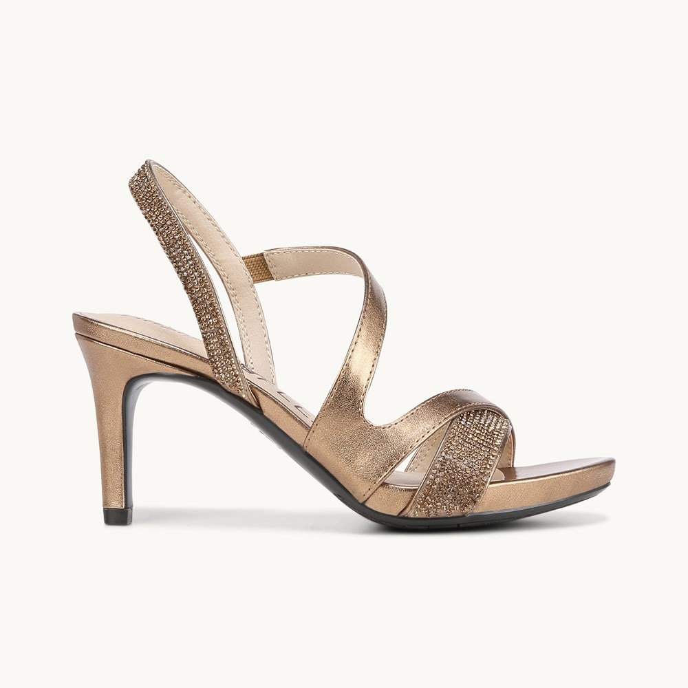 LifeStride Mia Glitz Dress Sandal - Bronze Faux Leather