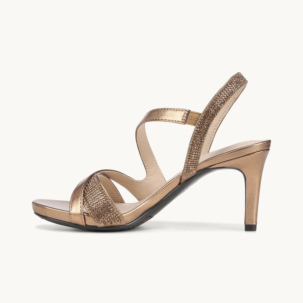 LifeStride Mia Glitz Dress Sandal - Bronze Faux Leather
