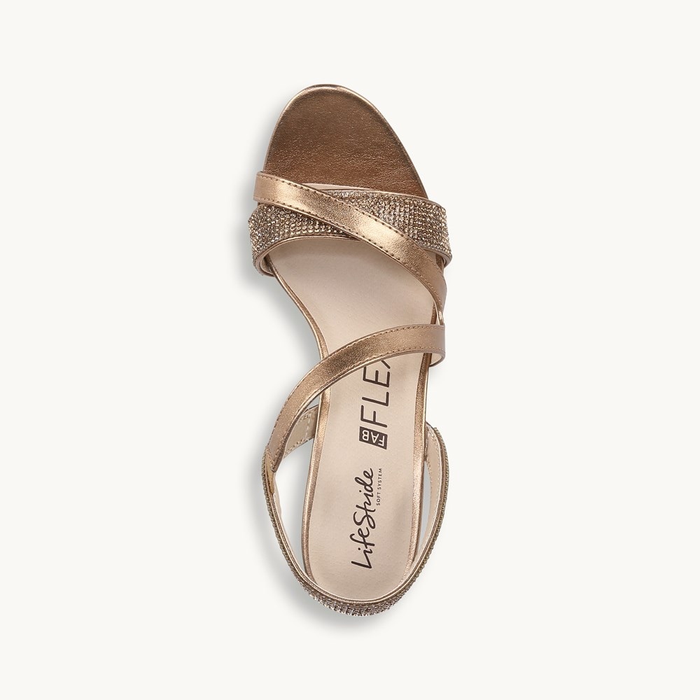 LifeStride Mia Glitz Dress Sandal - Bronze Faux Leather