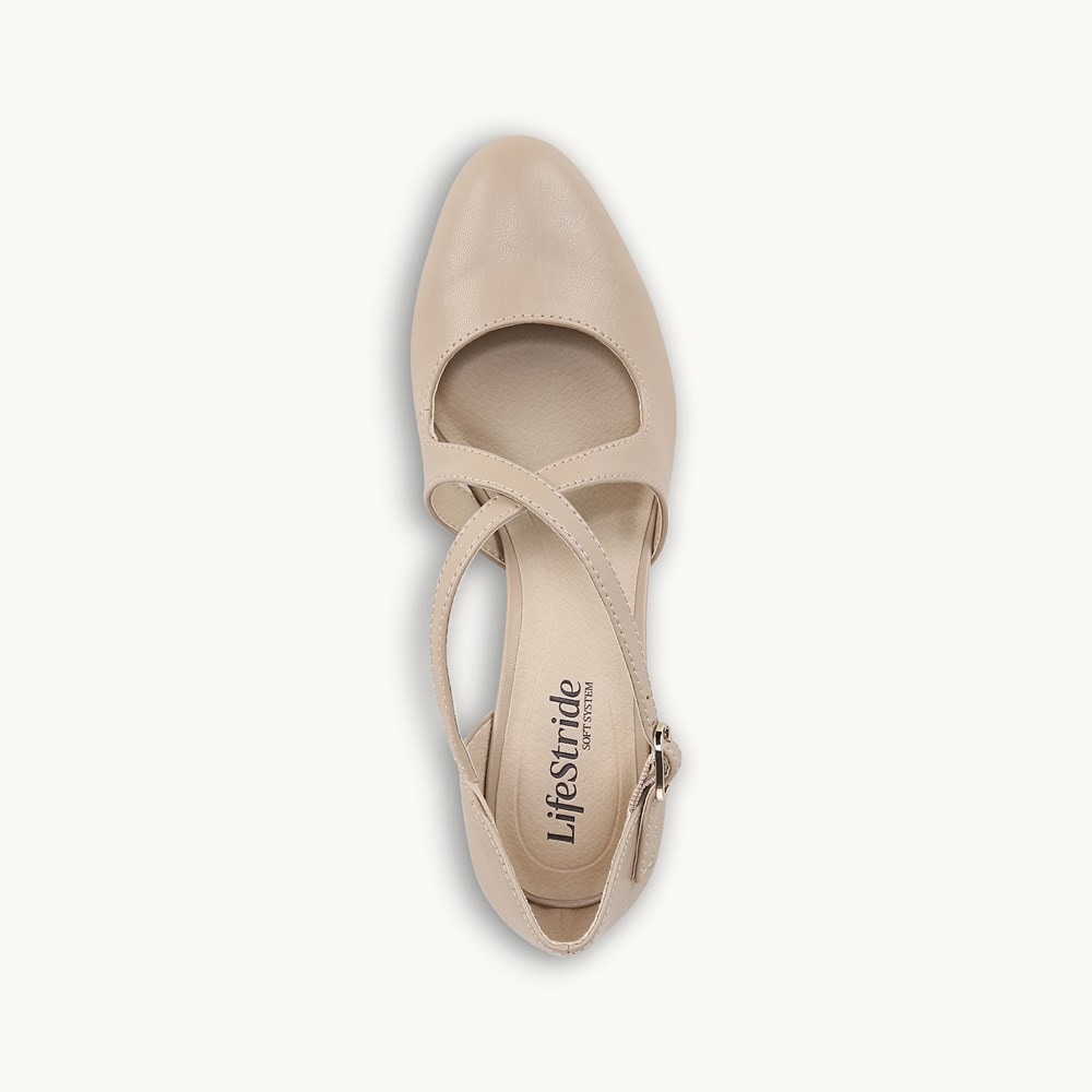 LifeStride Tracy Strappy Pump - Tender Taupe Faux Leather