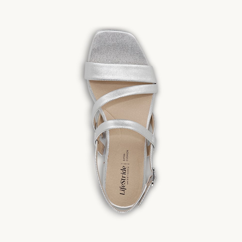 LifeStride Janet Strappy Dress Sandal - Silver Faux Leather
