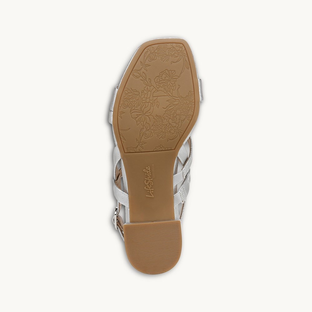 LifeStride Janet Strappy Dress Sandal - Silver Faux Leather