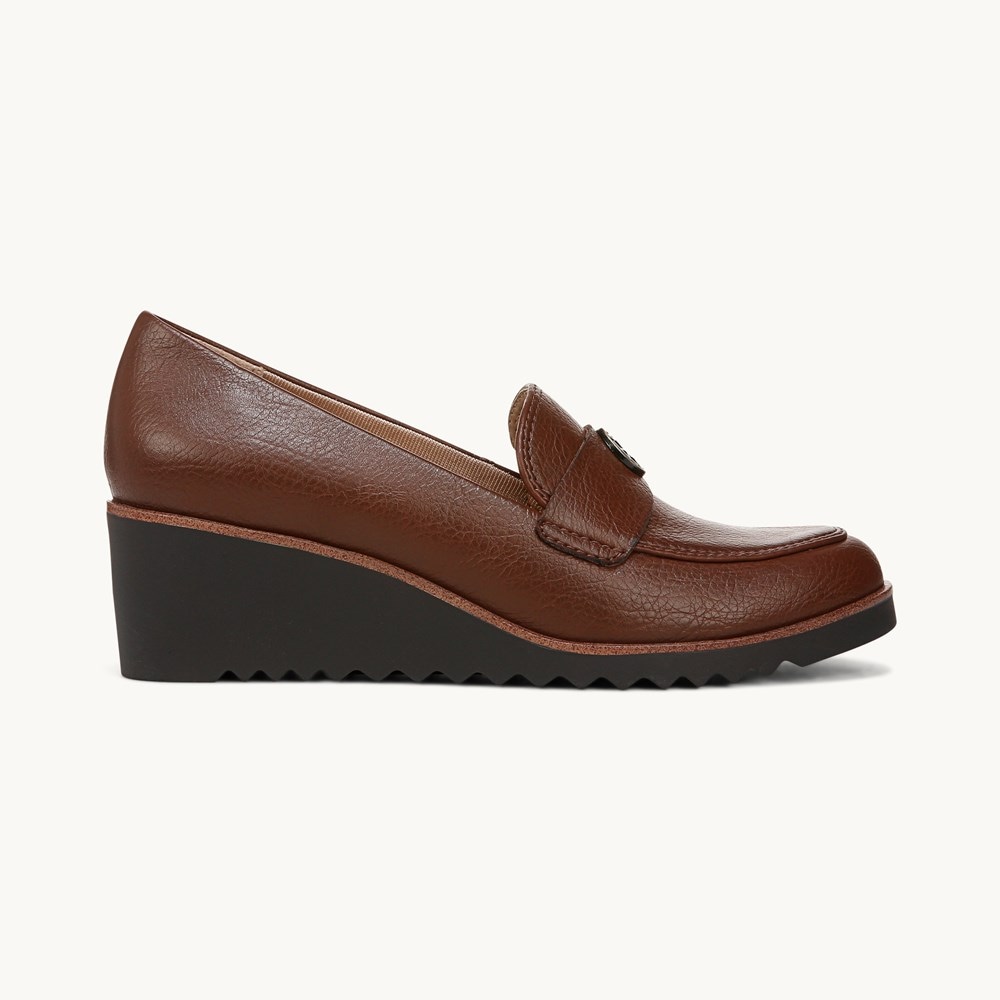 LifeStride Zed Wedge Loafer - Dark Tan Faux Leather