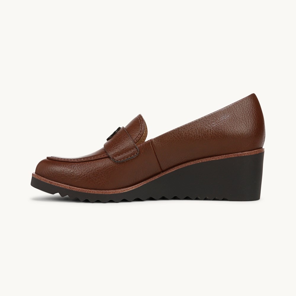 LifeStride Zed Wedge Loafer - Dark Tan Faux Leather