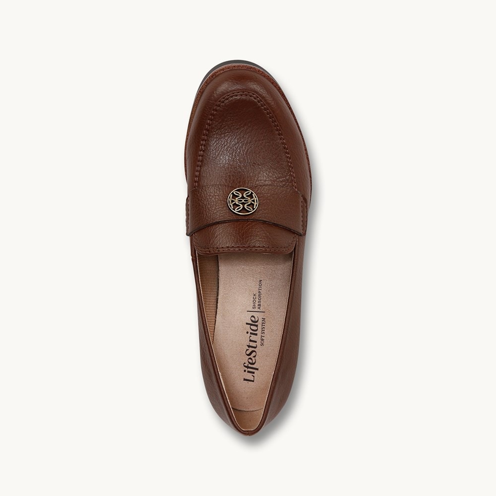 LifeStride Zed Wedge Loafer - Dark Tan Faux Leather