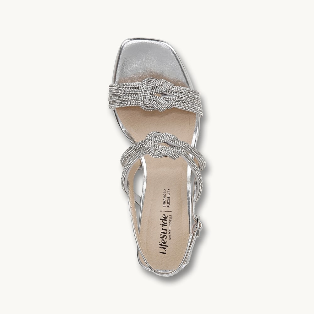 LifeStride Celeste Slingback Sandal - Silver Faux Leather