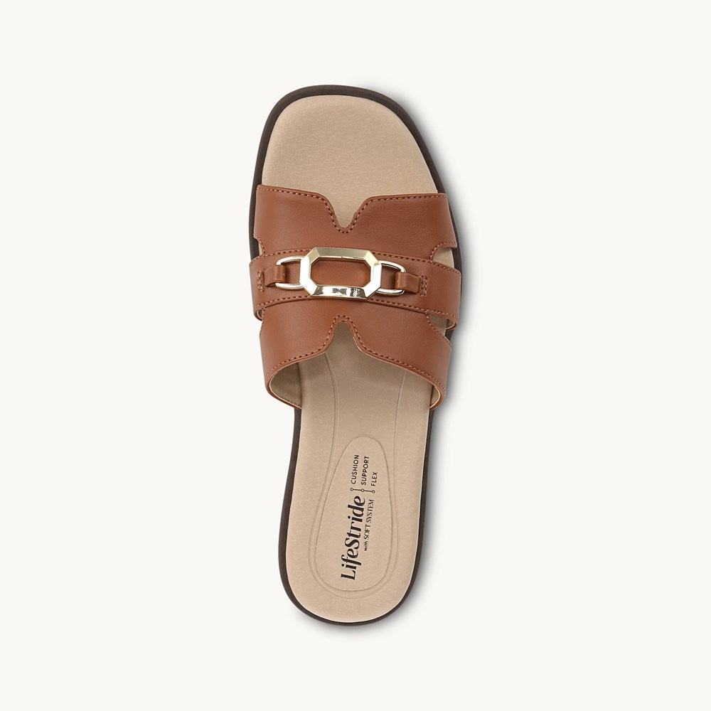 LifeStride Royalty Bit Sandal - Tan Faux Leather
