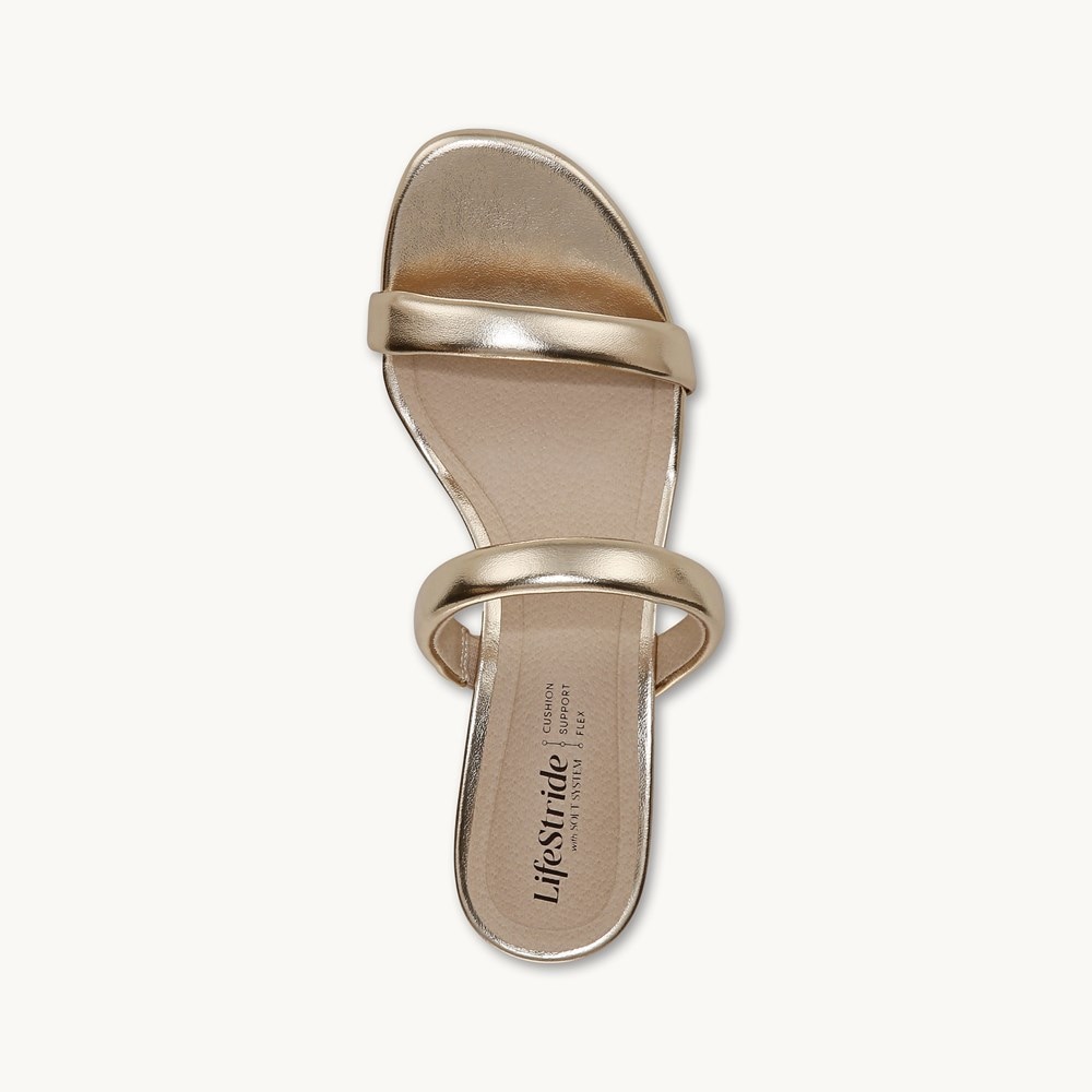 LifeStride Nalani Dress Sandal - Platino Gold Faux Leather