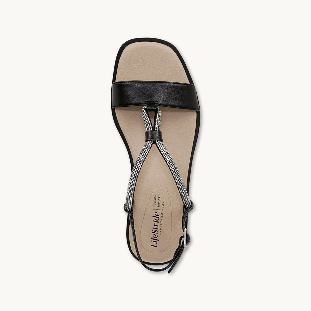 LifeStride Radiant Slingback Sandal - Black Faux Leather