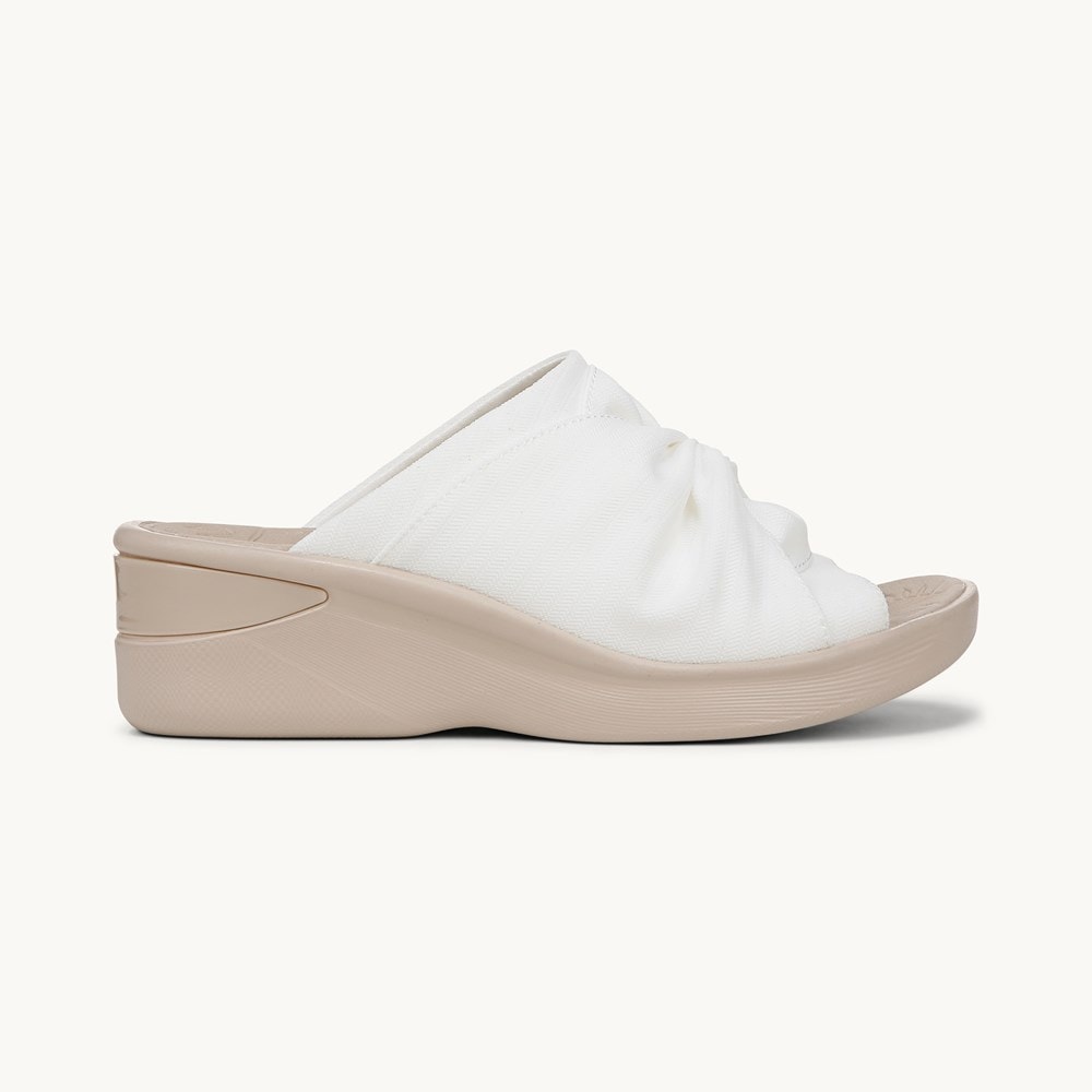 LifeStride Smile 3 Wedge Sandal - Bright White Stretch Fabric