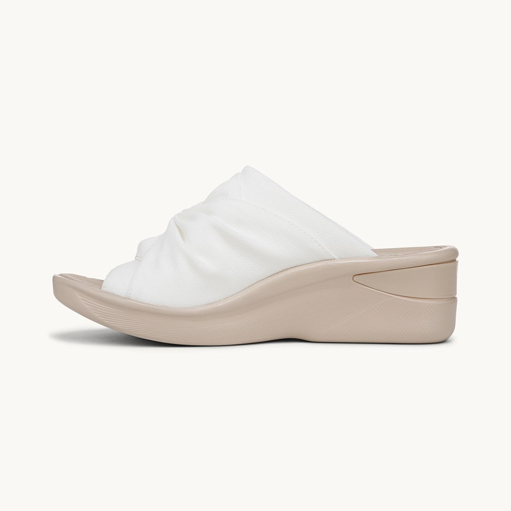 LifeStride Smile 3 Wedge Sandal - Bright White Stretch Fabric