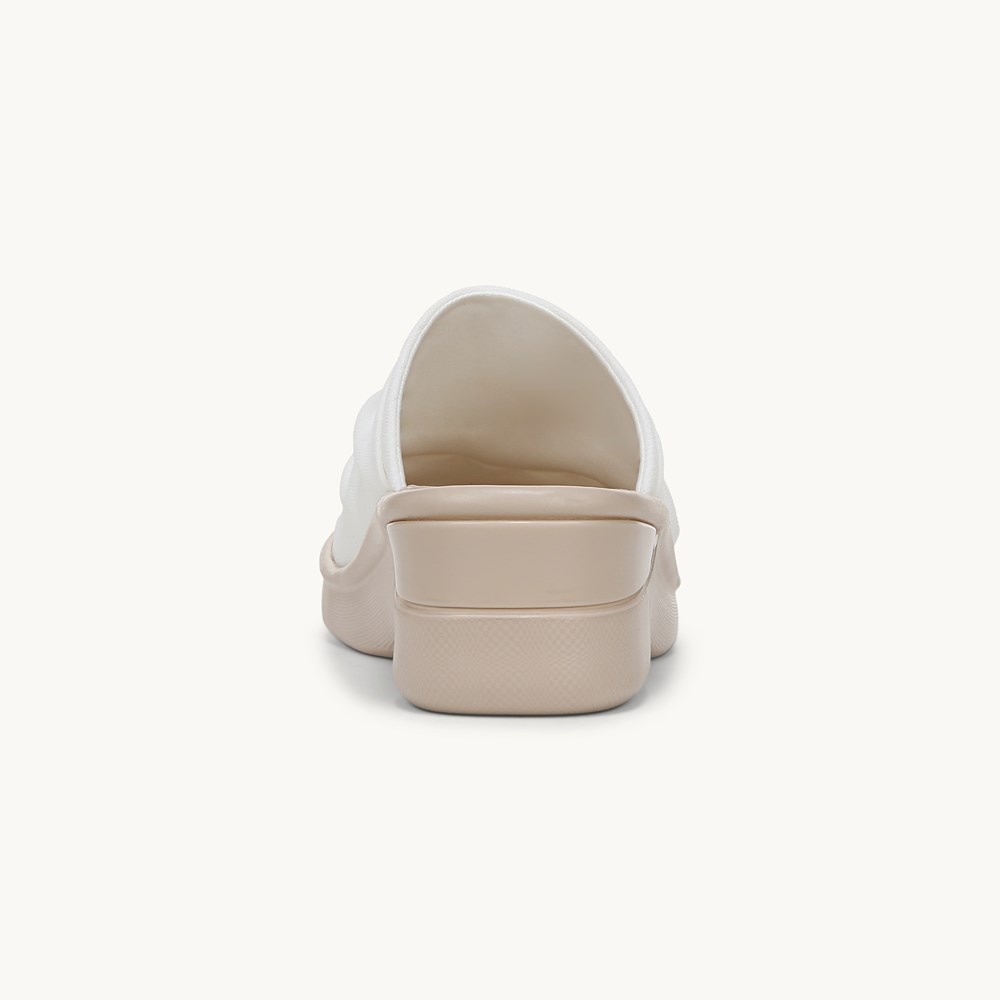 LifeStride Smile 3 Wedge Sandal - Bright White Stretch Fabric