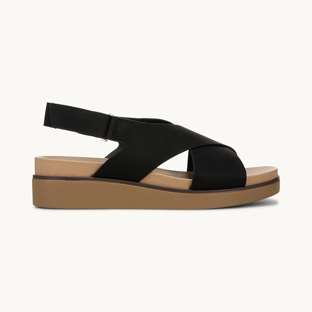LifeStride Georgina Slingback Sandal - Black Faux Leather