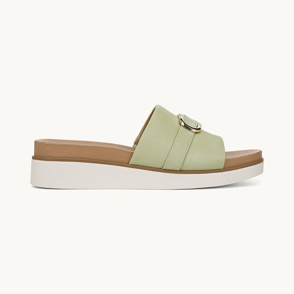 LifeStride Genevieve Flat Sandal - Palm Green Faux Leather