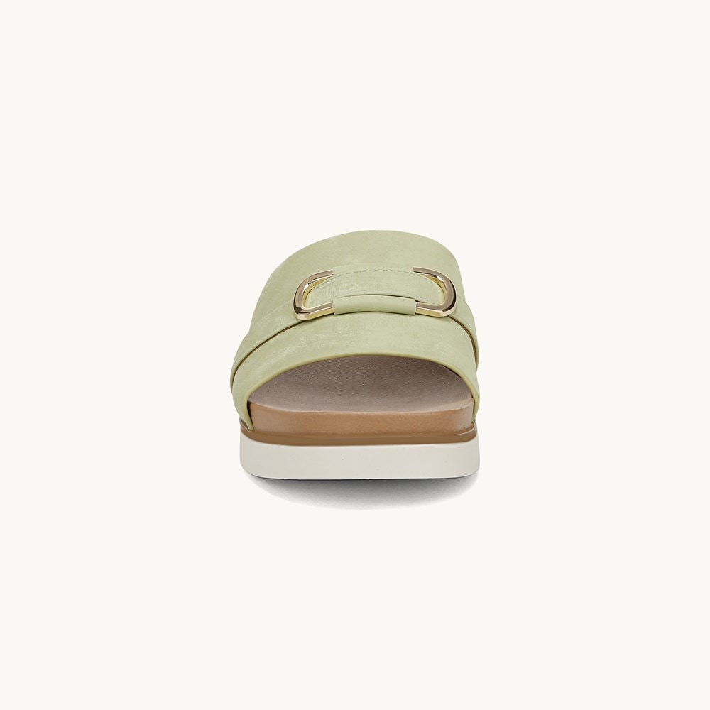 LifeStride Genevieve Flat Sandal - Palm Green Faux Leather