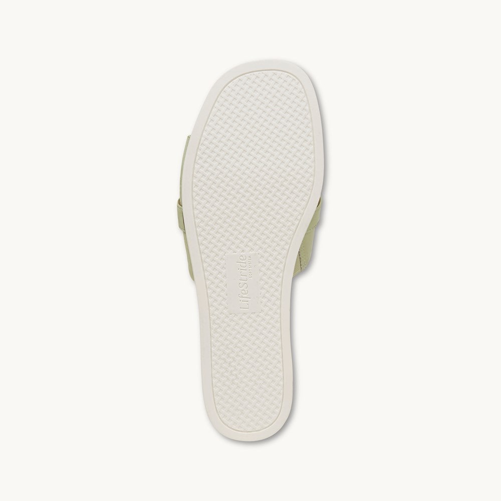 LifeStride Genevieve Flat Sandal - Palm Green Faux Leather