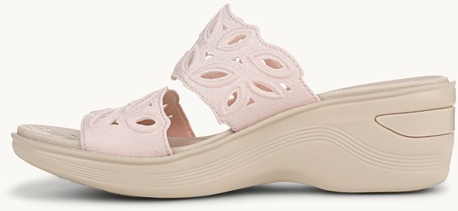 LifeStride Delight Wedge Sandal - Peach Whip Shimmer Fabric