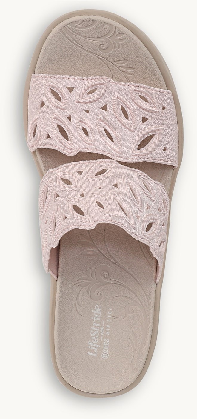 LifeStride Delight Wedge Sandal - Peach Whip Shimmer Fabric
