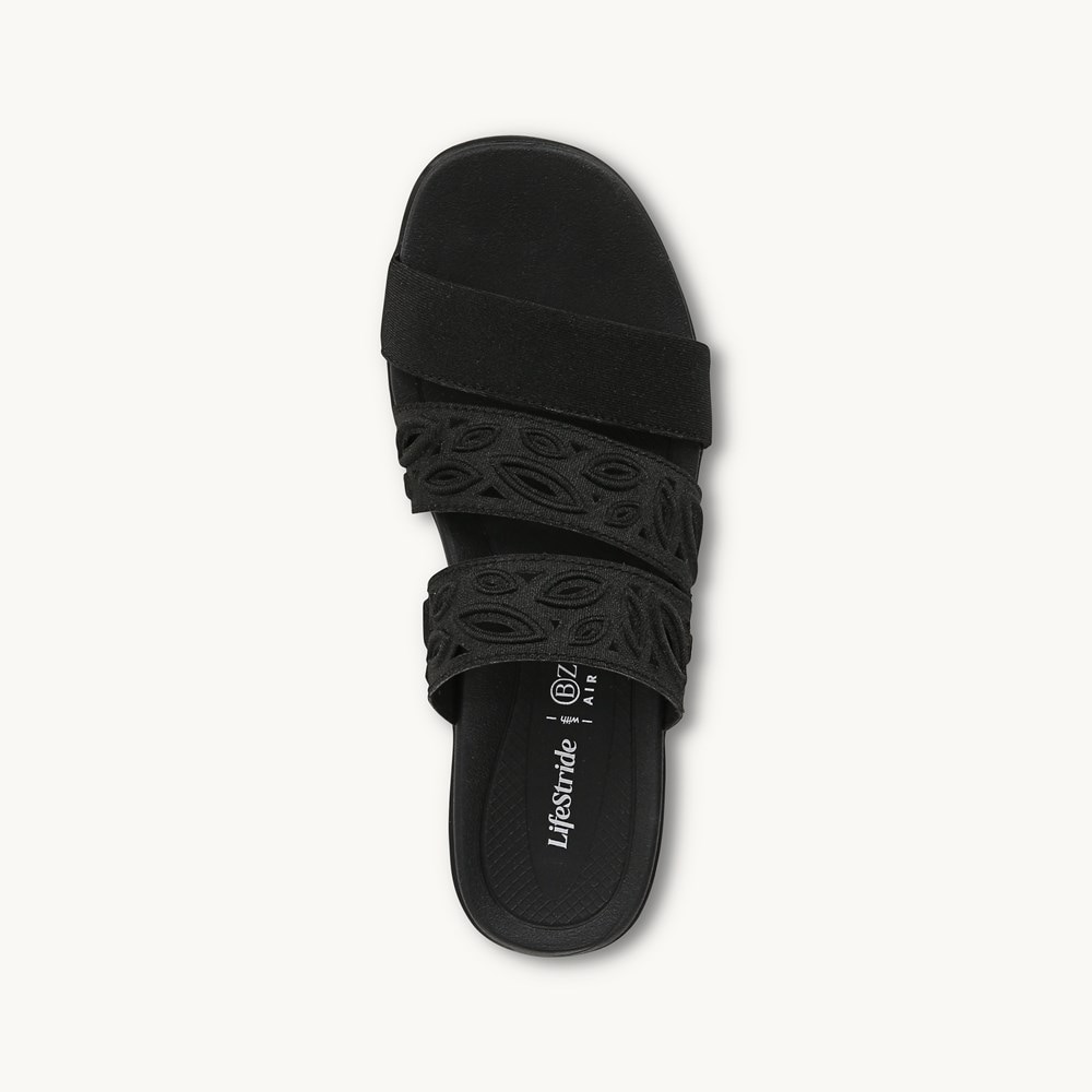 LifeStride Poppy Strappy Sandal - Black Shimmer Fabric