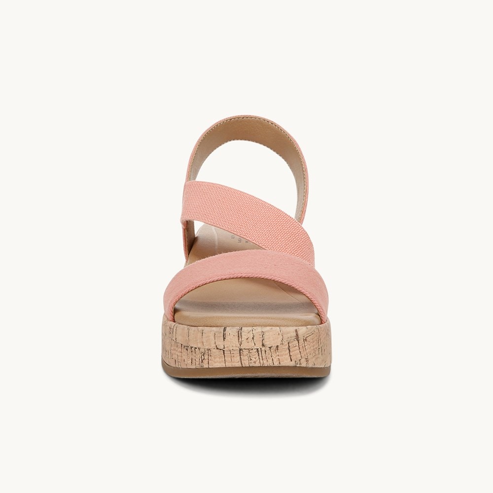 LifeStride Odette Strappy Wedge Sandal - Coral Pink Fabric