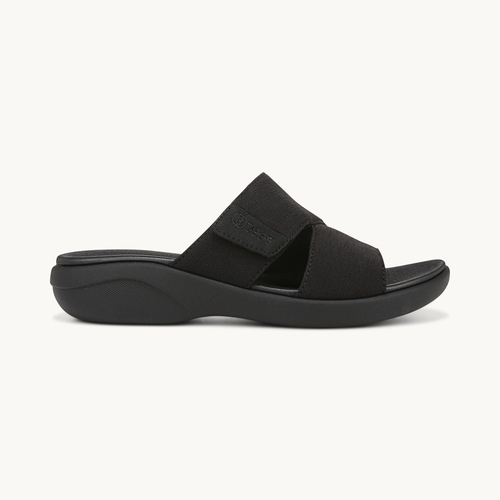 LifeStride Carefree Wedge Sandal - Black Fabric