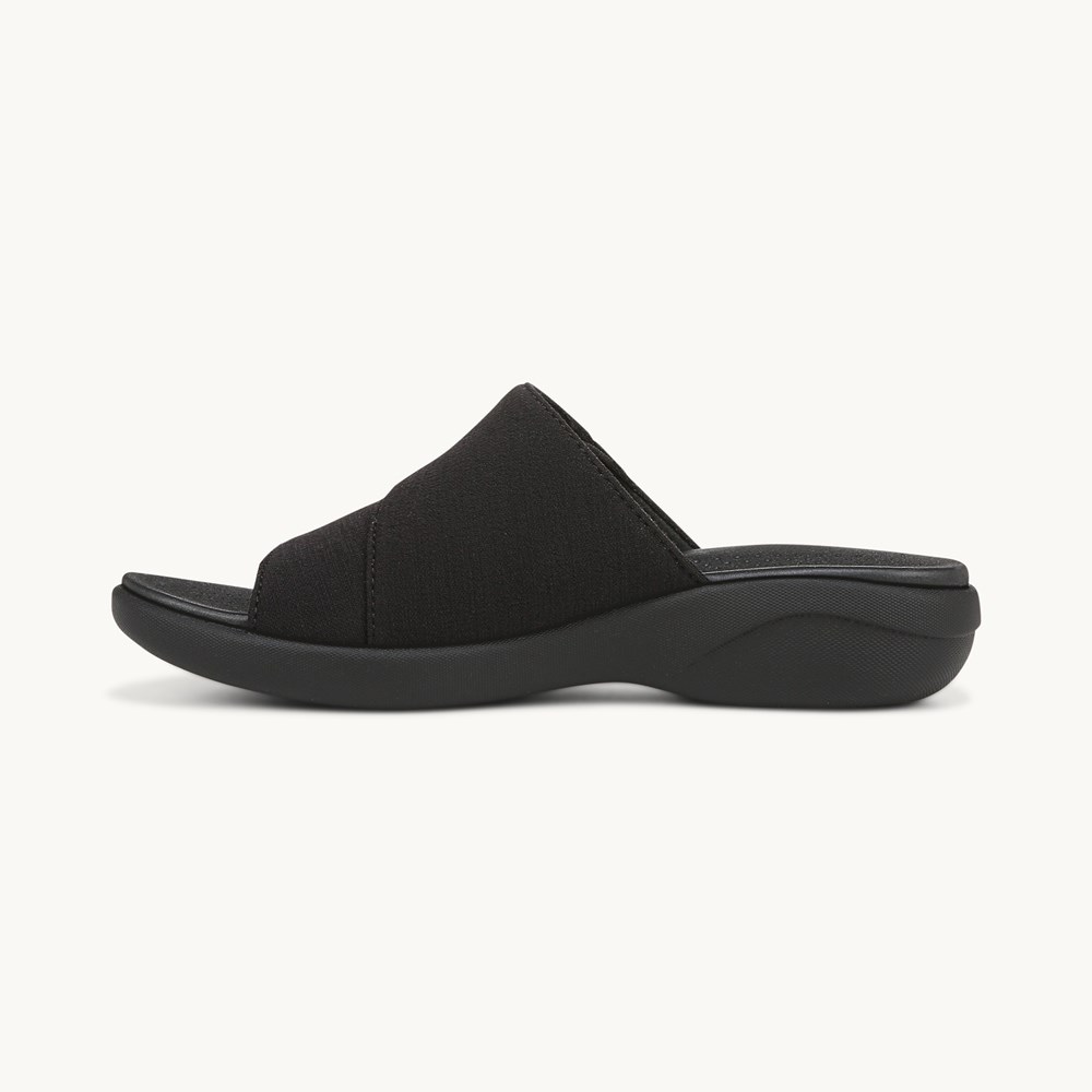 LifeStride Carefree Wedge Sandal - Black Fabric