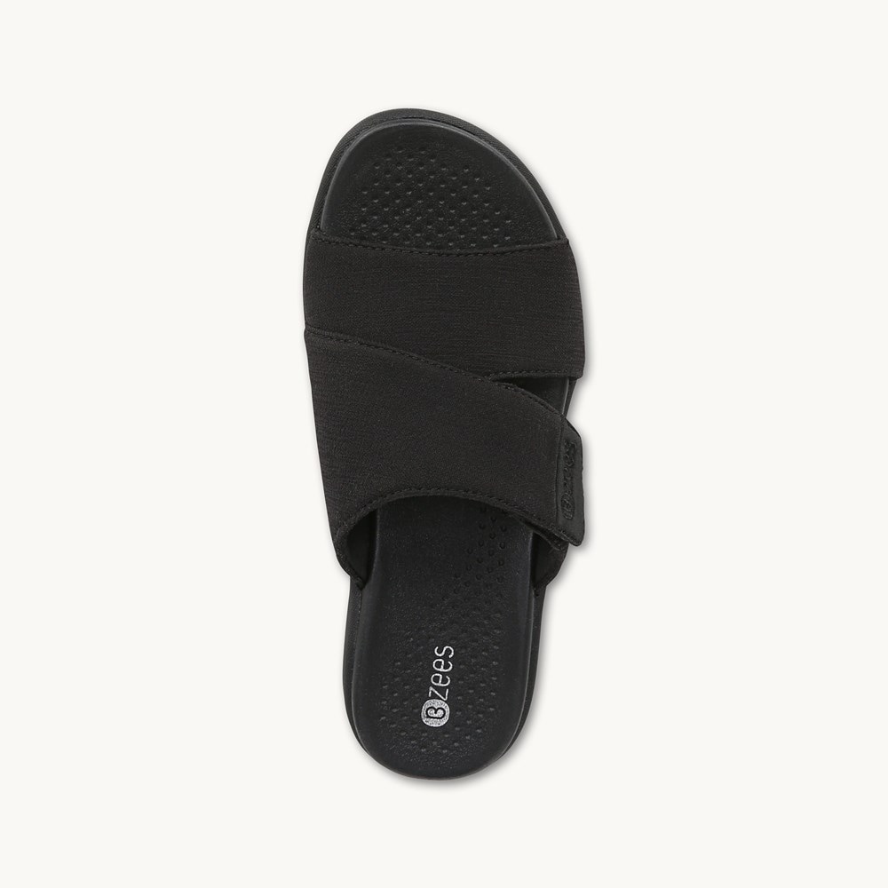 LifeStride Carefree Wedge Sandal - Black Fabric