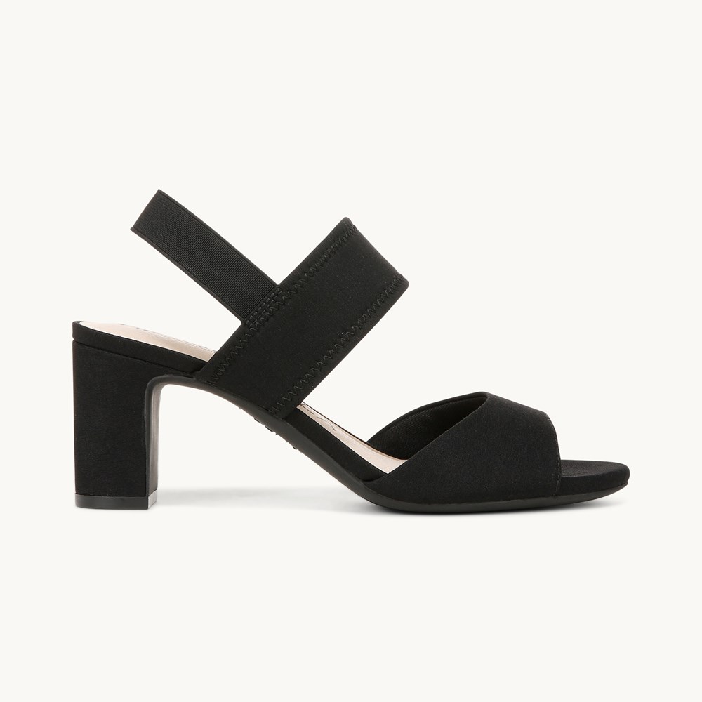 LifeStride Fiona Block Heel Dress Sandal - Black Fabric