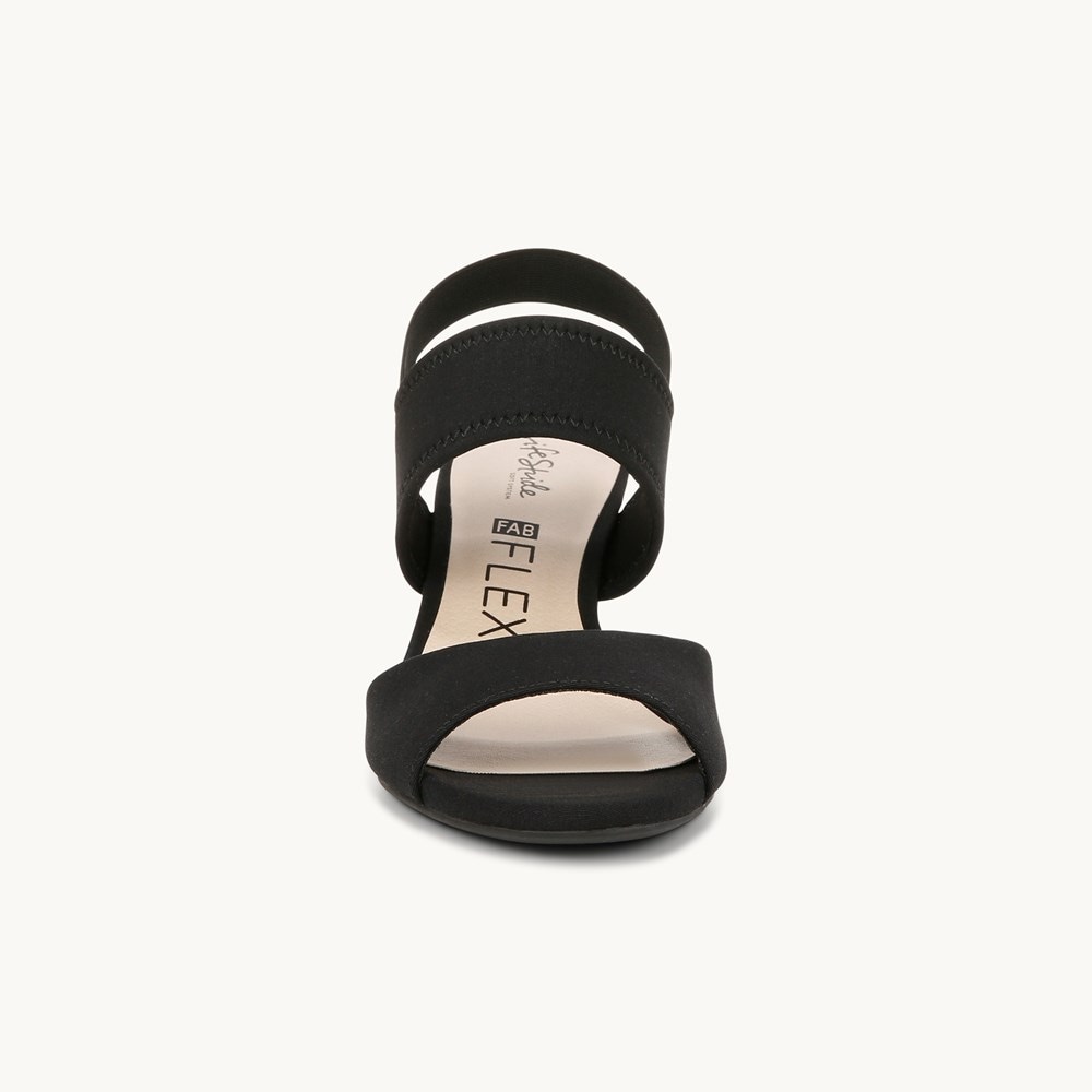 LifeStride Fiona Block Heel Dress Sandal - Black Fabric
