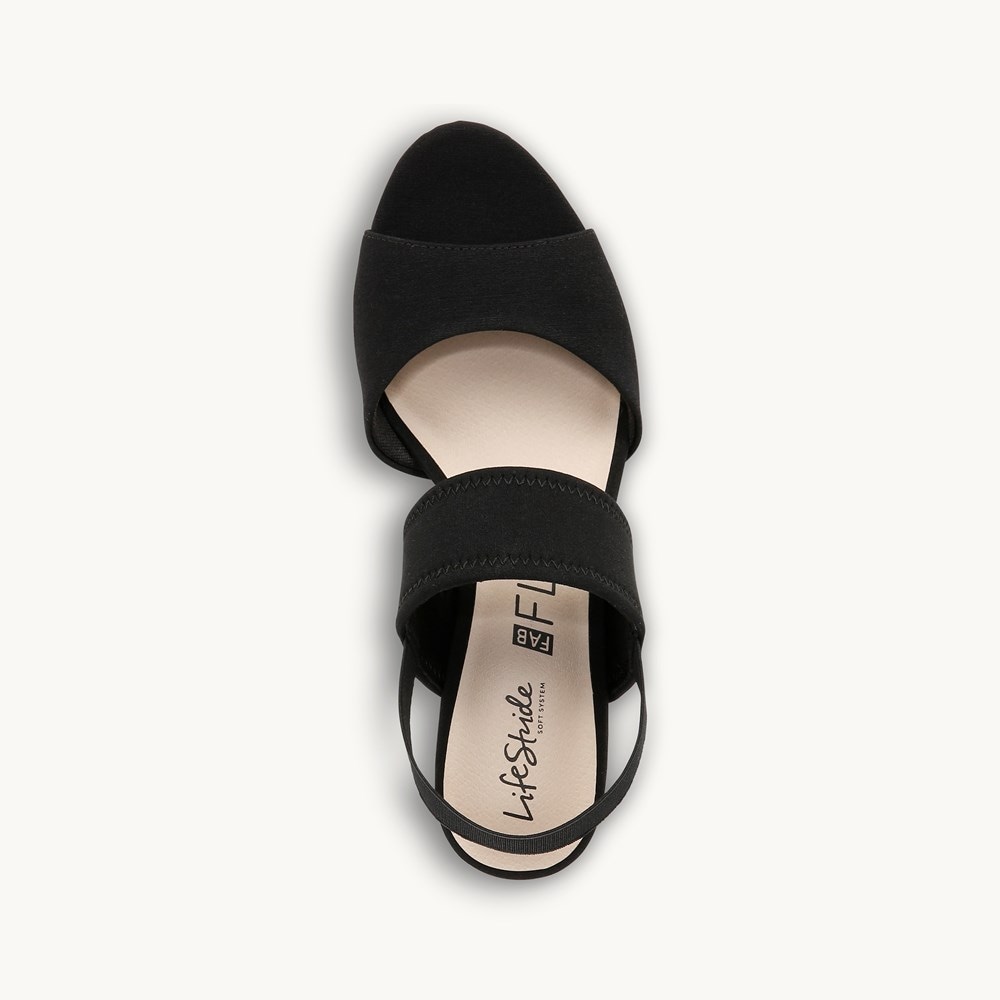 LifeStride Fiona Block Heel Dress Sandal - Black Fabric