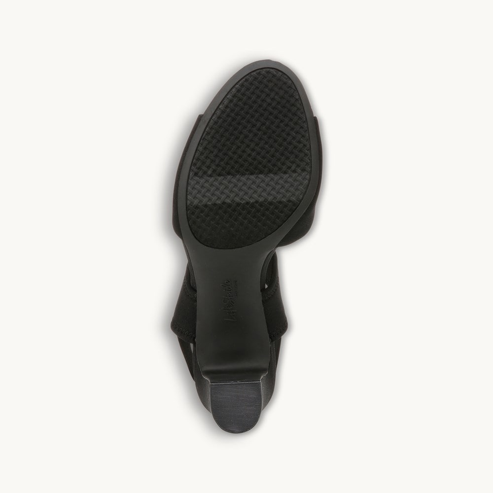 LifeStride Fiona Block Heel Dress Sandal - Black Fabric