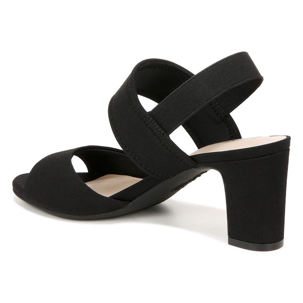 LifeStride Fiona Block Heel Dress Sandal - Black Fabric