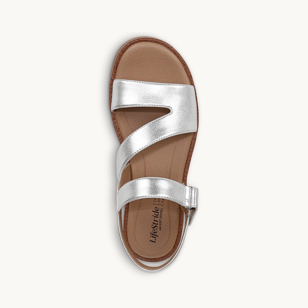 LifeStride Waverly Strappy Sandal - Silver Faux Leather