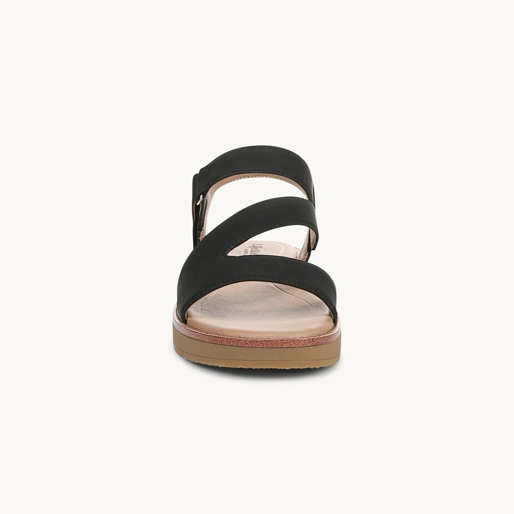 LifeStride Waverly Strappy Sandal - Black Faux Leather