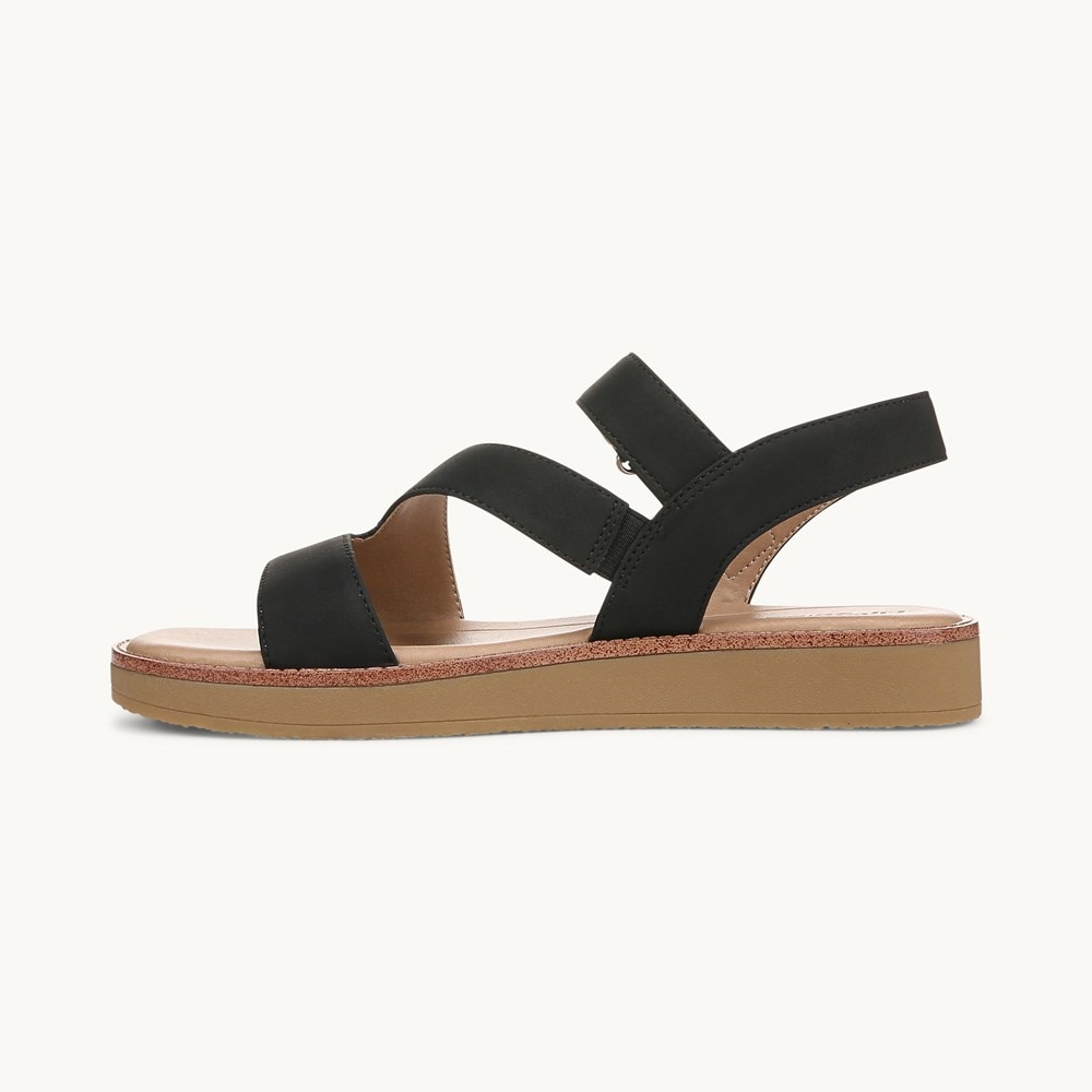 LifeStride Waverly Strappy Sandal - Black Faux Leather