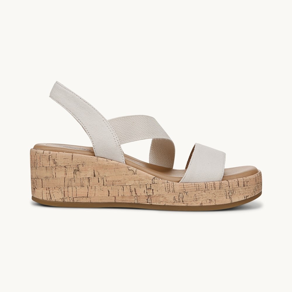 LifeStride Odette Strappy Wedge Sandal - Bone White Fabric