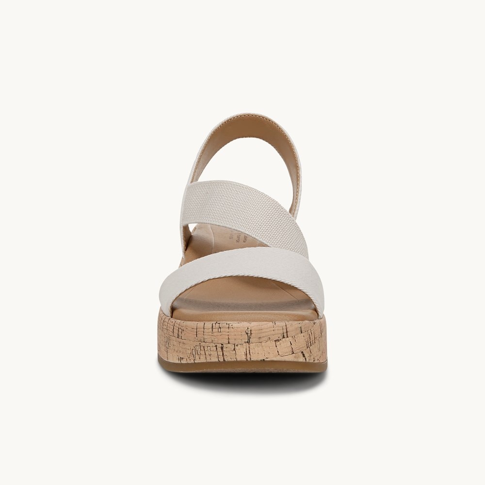 LifeStride Odette Strappy Wedge Sandal - Bone White Fabric
