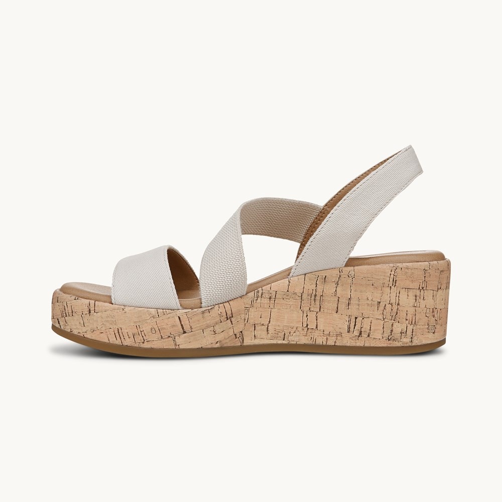 LifeStride Odette Strappy Wedge Sandal - Bone White Fabric