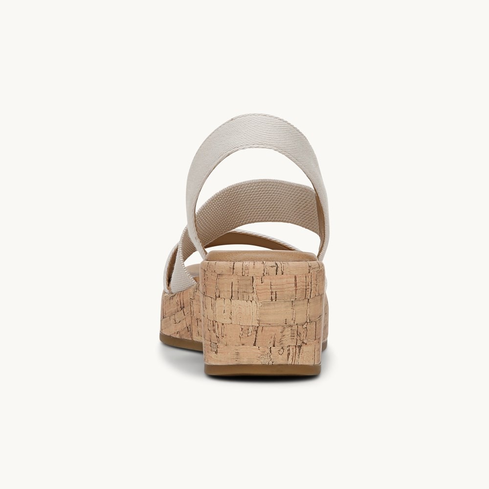 LifeStride Odette Strappy Wedge Sandal - Bone White Fabric