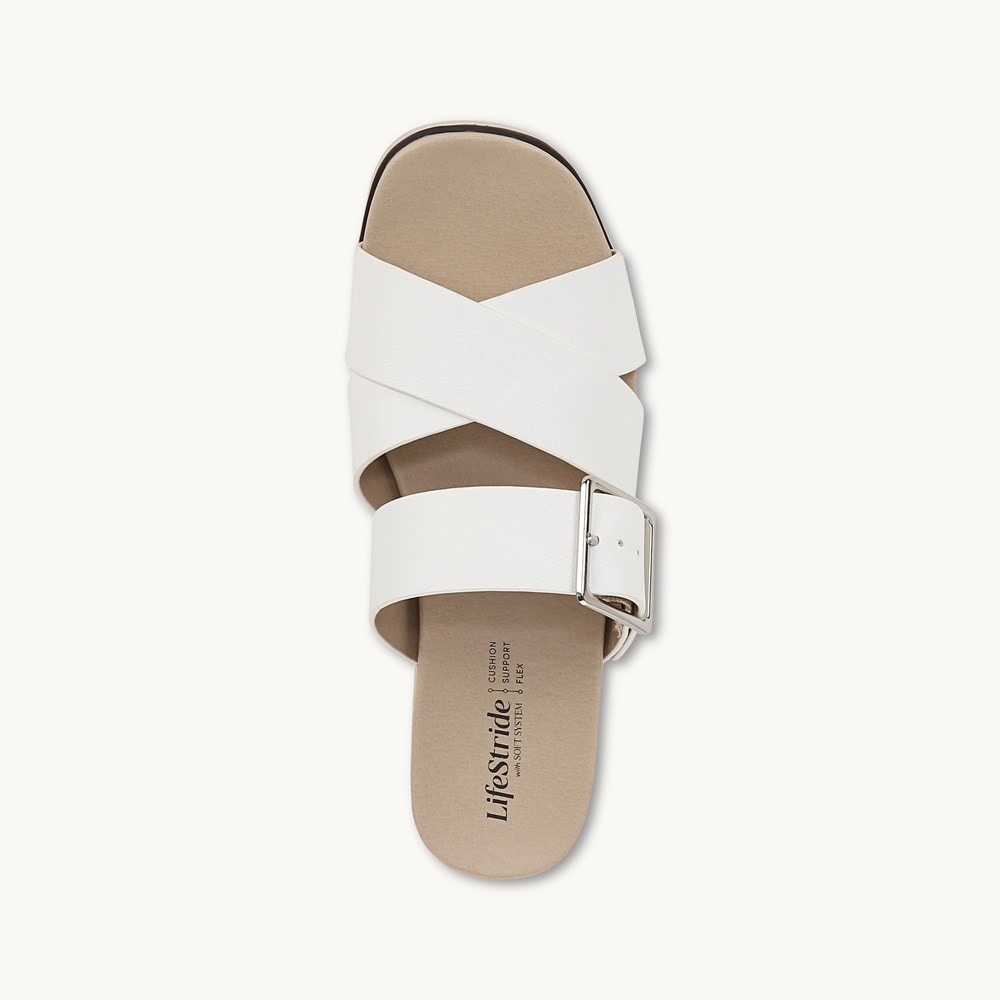 LifeStride Getaway Sandal - Bright White Faux Leather